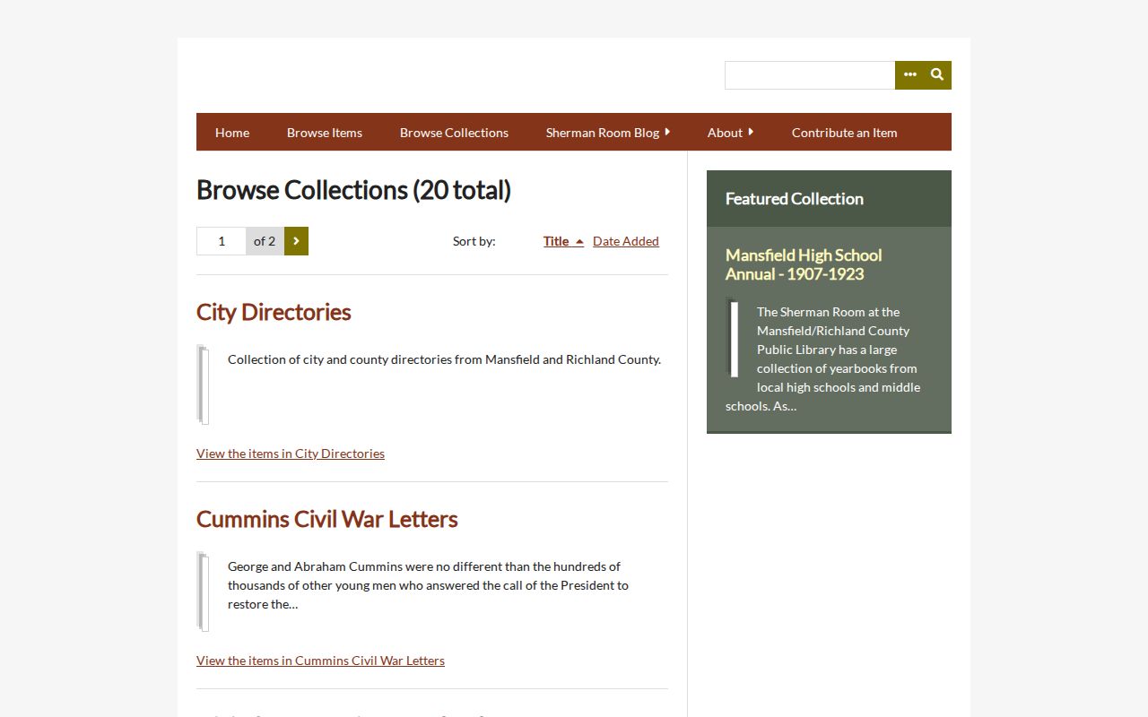 Mansfield city directory digital archive collections