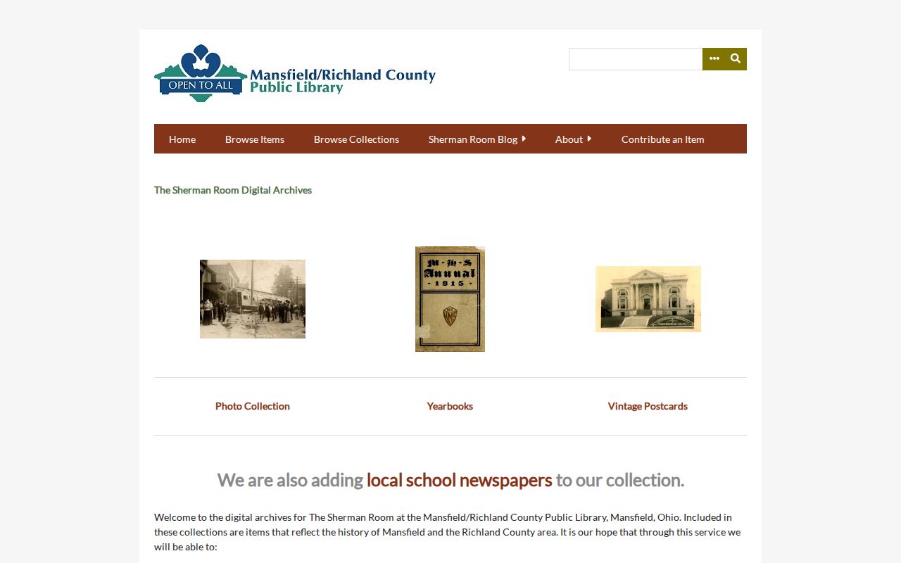 Mansfield city directory Sherman Room digital archives