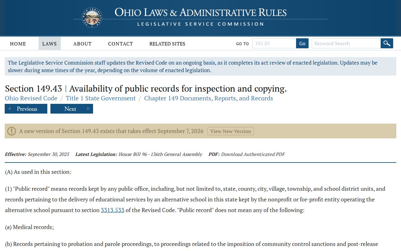 Mansfield residents directory Ohio Public Records Act guidance