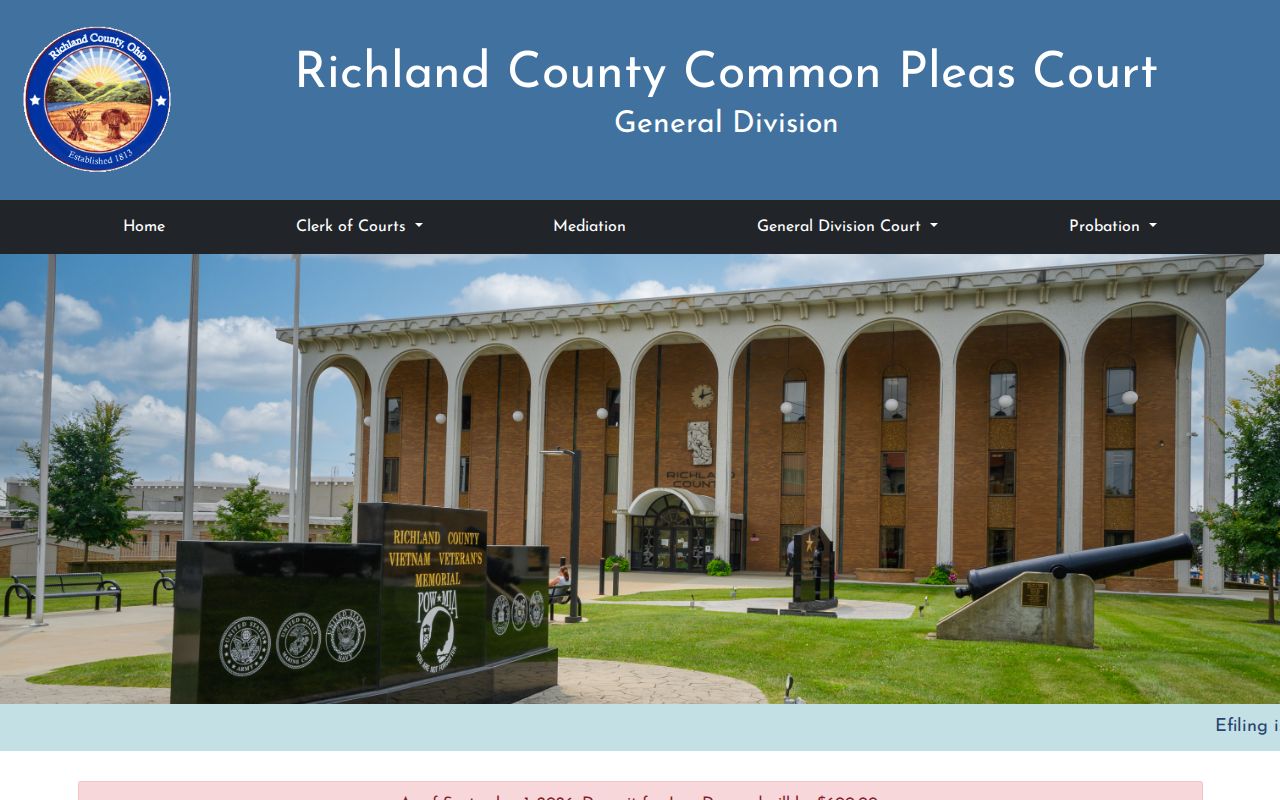 Mansfield residents directory Richland Common Pleas Court records gateway