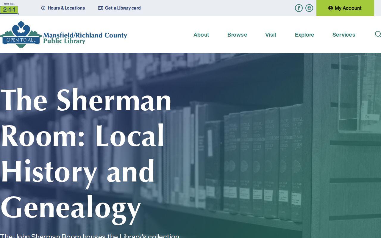 Mansfield residents directory Sherman Room local history collection