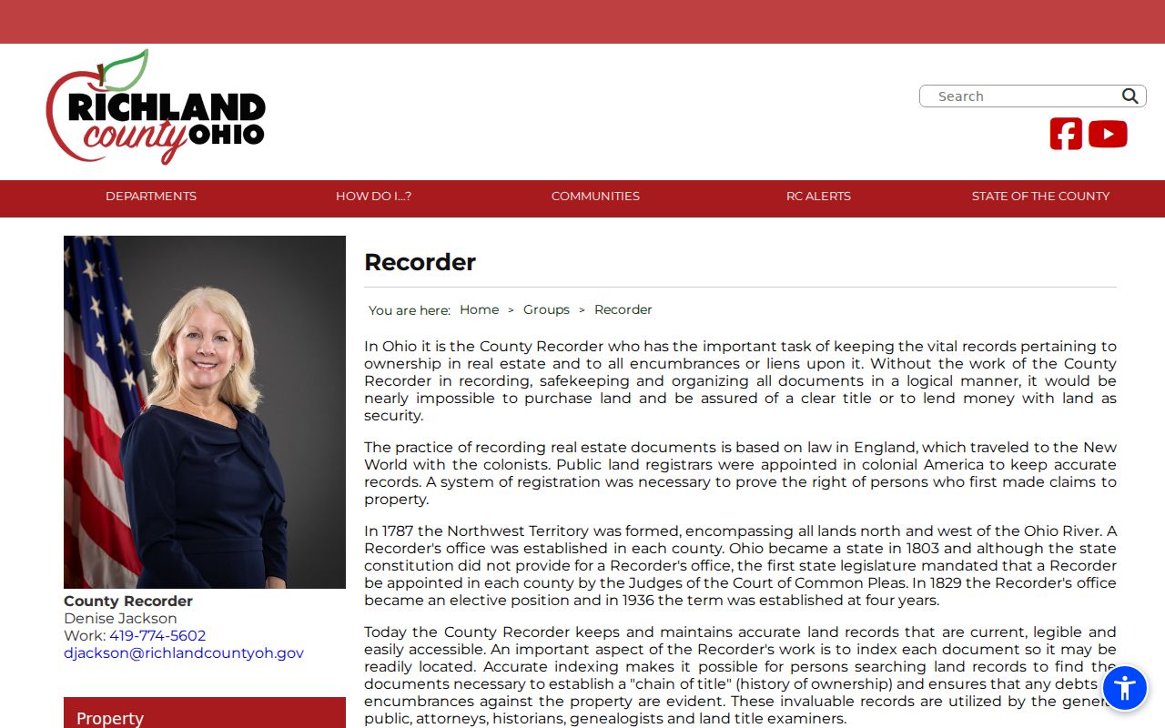 Mansfield previous residents Richland County Recorder records source