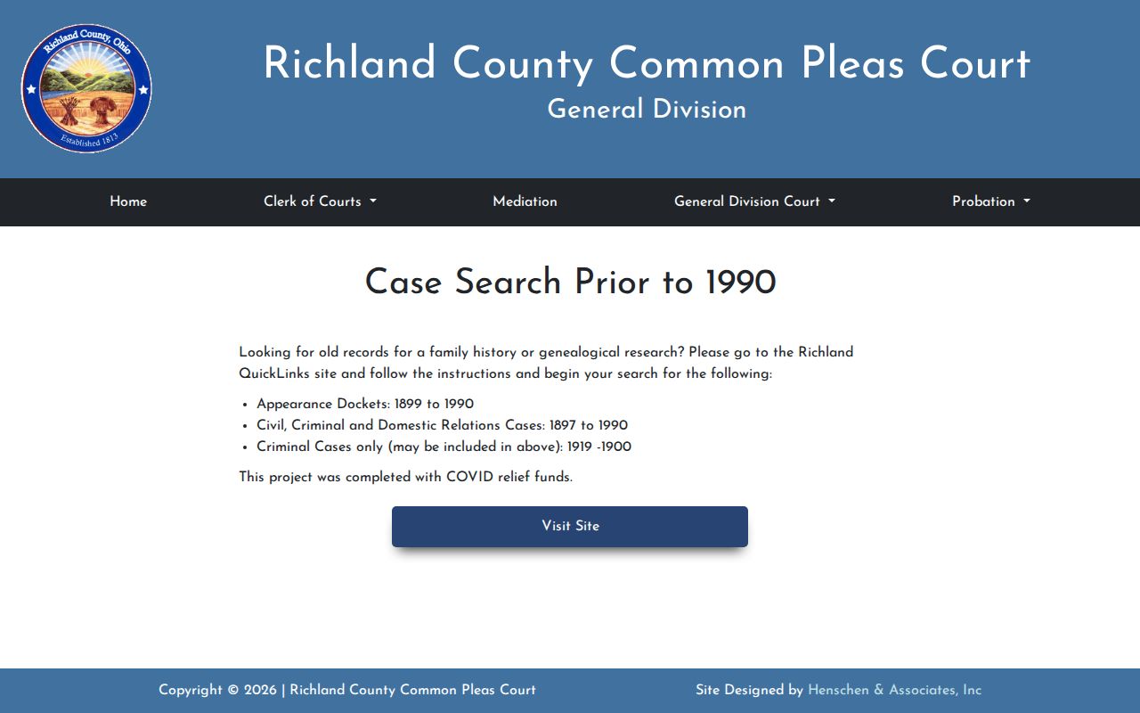 Mansfield resident lookup Common Pleas court records