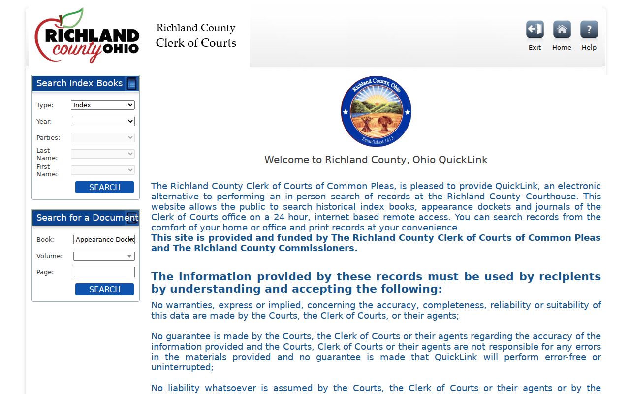 Mansfield resident lookup QuickLink historical court index